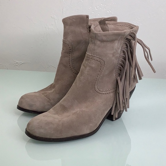 Sam Edelman light grey Suede Fringes Louie Ankle Boots booties size 8.5 EUC - Picture 16 of 16